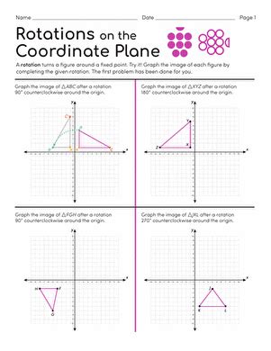 Rotations On The Coordinate Plane Worksheet Education