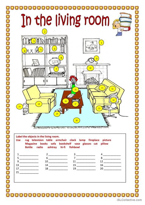 In The Living Room English Esl Worksheets Pdf And Doc