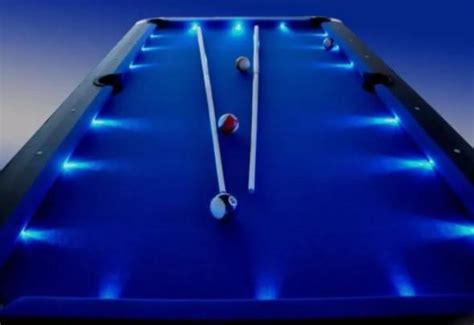 7ft Led Pool Table Blue Felt Black Frame Mdf