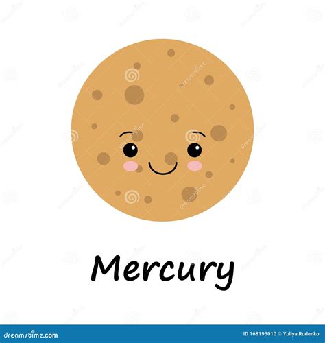 Cute Planet Mercury Vector Illustration For Children Stock Vector