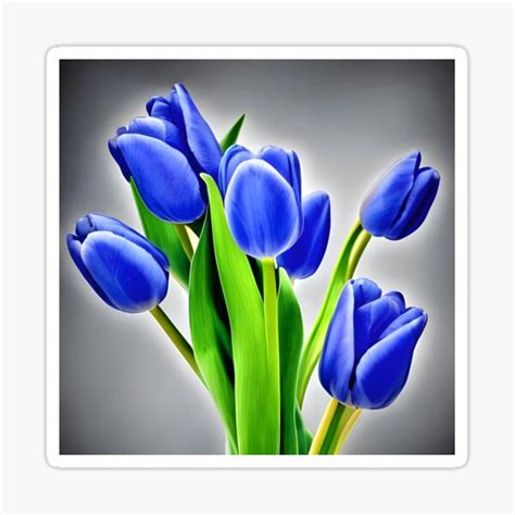 Beautiful Blue Tulips Artwork Sticker For Sale By Gramizzia Redbubble