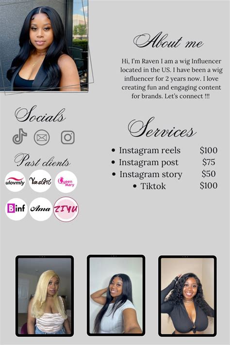 Influencer Rate Card Example