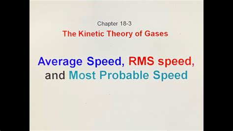 Average Speed Rms Speed And Most Probable Speed Youtube