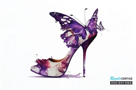 Watercolor Butterfly High Heels Clipart Graphic By Regulrcrative