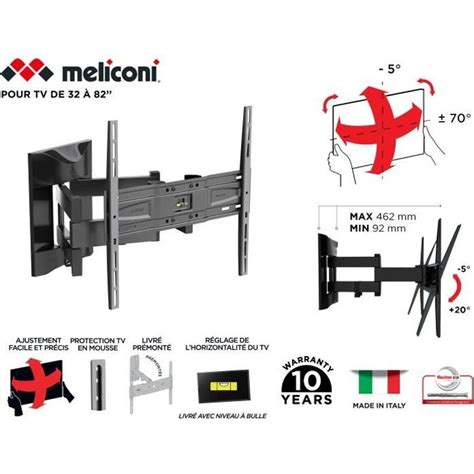 Meliconi Support Mural Tv Pantographe Slim Sdrp Plus Pour Tv