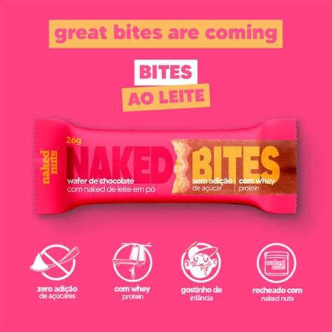 X Naked Bites Wafer De Chocolate Ao Leite Naked De Leite Em P