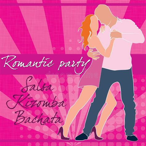 Salsa Party Time Young Couple Dancing Latin Music Stock Illustration