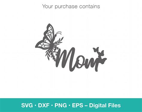 Mom Butterfly Svg Cake Topper Card Template For Mothers Day Etsy