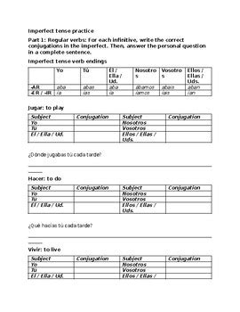 Imperfect Tense Practice Homework Classwork Quiz By Kunal Patel