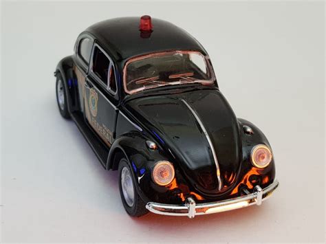 Miniatura Volkswagen Fusca Preto Pol Cia Federal Cm De