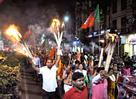 Bjp Sc Morcha Activists Hold A Mashal Take Out Protest Rally