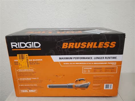 Ridgid V Brushless Mph Cfm Cordless Battery Leaf Blower Tool