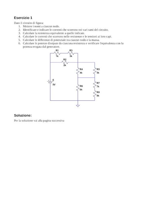 Pdf Esercizio Esercizio Dato Il Circuito Di Figura Mettere