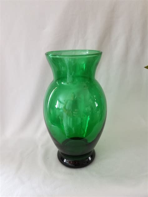 Vintage Anchor Hocking Forest Green Glass Vase Etsy