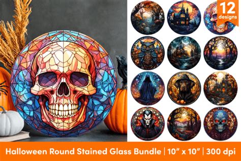 Halloween Round Stained Glass Bundle Graphic By Thedigitalstore