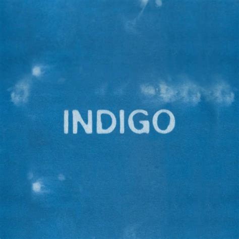 the word indigo written in white on a blue background