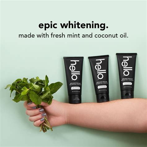 Hello Activated Charcoal Epic Whitening Fluoride Free Toothpaste Fresh Mint Coconut Oil