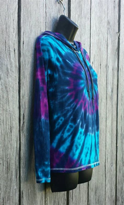 Adult Tie Dye Long Sleeve T Shirt Hoodie Purple Blue Spiral Etsy