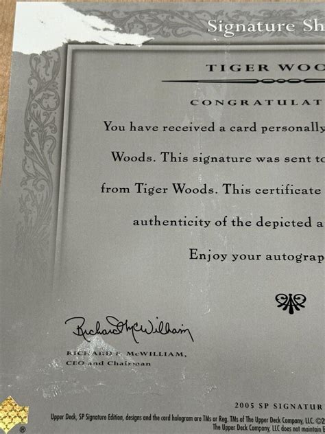 Tiger Woods Upper Deck Sp Signature Shots Golf Signed Autograph