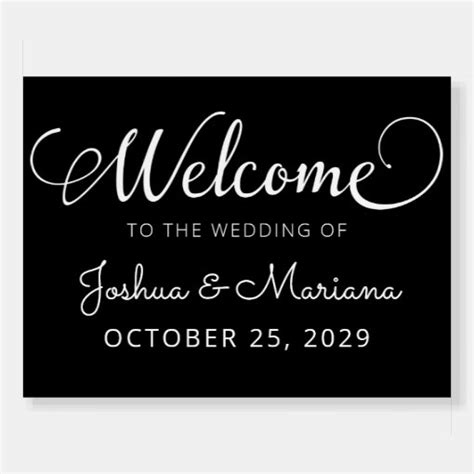 Wedding Welcome Sign Black Elegant Script Zazzle