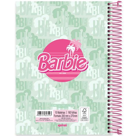 Caderno Universit Rio Capa Dura X Folhas Barbie Mattel Spiral