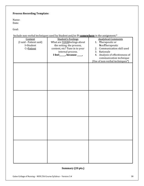 Process Recording Course Work For Course Galen College Of Nursing