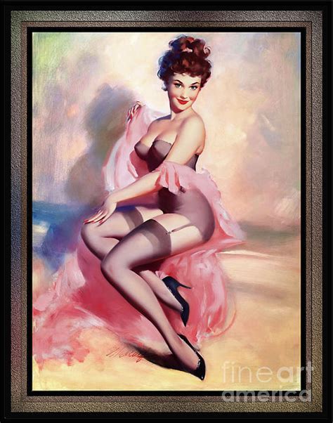 Lingerie Pin Up Girl By Bill Medcalf Pin Up Girl Vintage Art Greeting Card By Rolando Burbon