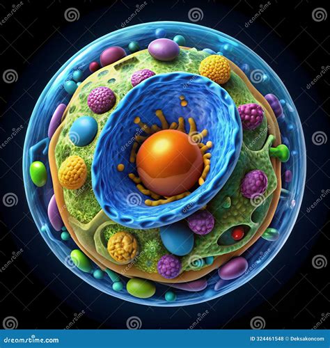 Components Of An Eukaryotic Cell Nucleus And Organelles And Plasma