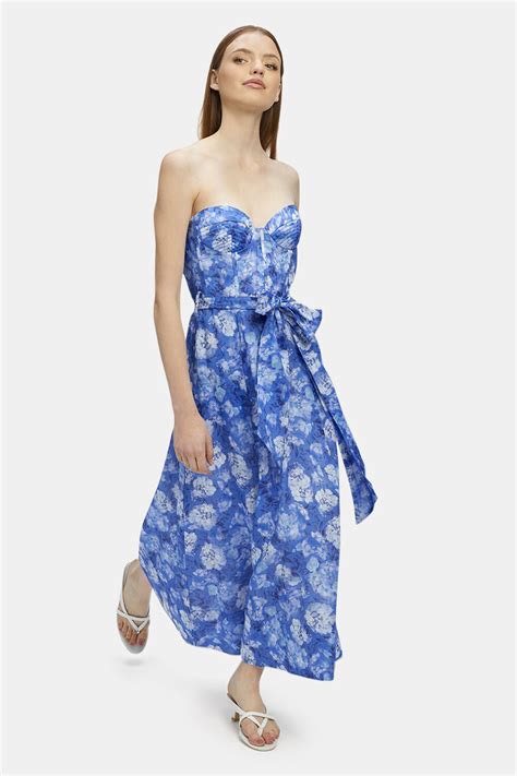 Blue Floral Midi Dress Factory Sale | bellvalefarms.com