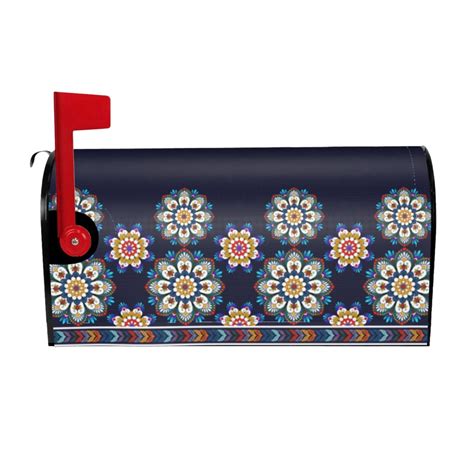 Bingfone Blue Mandala Magnetic Mailbox Cover Standard Size For Garden