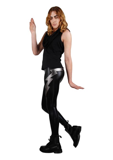 Shiny Leggings W Lightning Bolt Glam Rock Rocker Spandex Etsy