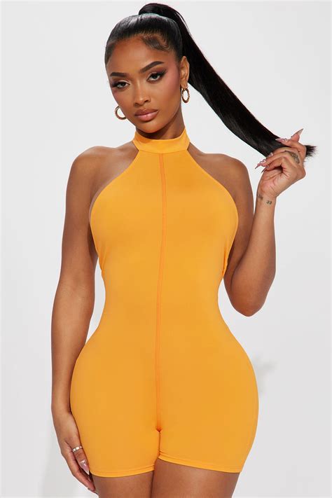 Kimmie Romper Orange Fashion Nova Rompers Fashion Nova