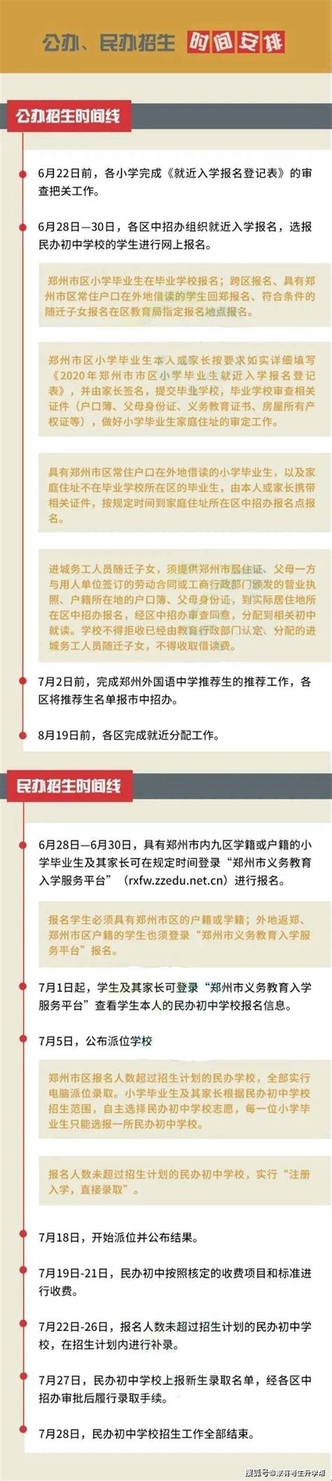 【2021小升初】郑州九区2020小升初报名须知入户调查热点答疑小学