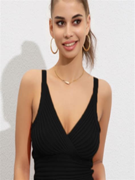 Buy URBANIC Black Halter Neck Styled Back Crop Top Tops For Women