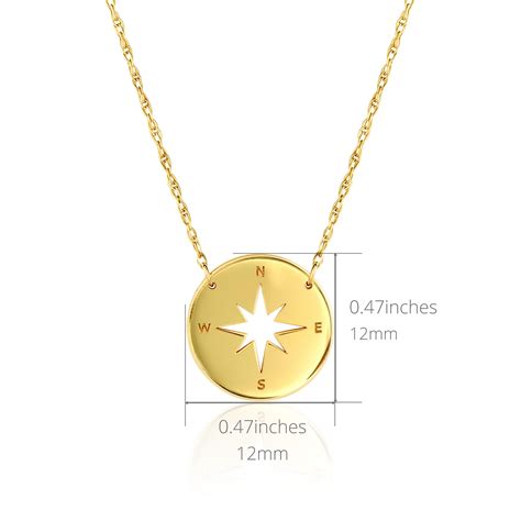 Compass Pendant Travel Necklace 14k Solid Gold Ultra Delicate Etsy