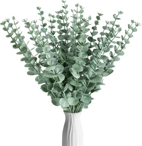 Sukh 24pcs Artificial Eucalyptus Stems Faux Eucalyptus Branches Decor