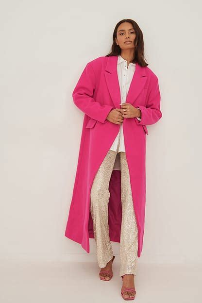 Big Shoulders Oversized Wool Blend Coat Pink Na Kd