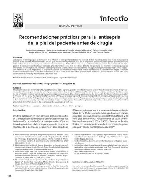 Recomendaciones Prácticas para la Antisepsia de la Piel del Paciente