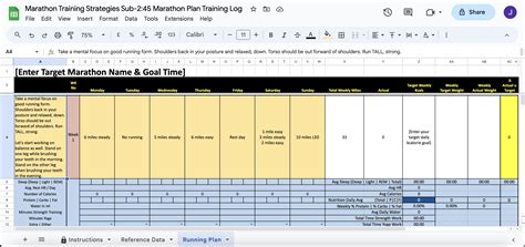 Marathon Training Plan Excel Spreadsheet | EOUA Blog