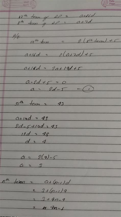 The Th Term Of An Ap Is More Than Twice Its Th Term If The Th