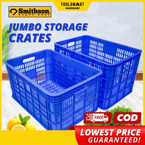 【smithson】 Crates Plastic Large Heavy Duty Durable Stackable Crates