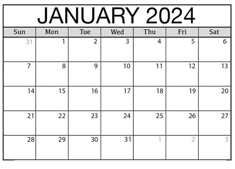 January 2024 Calendar Printable Calendar Dream