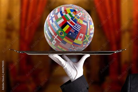 Glossy Flag Globe With Different Country Flags Stock Photo Adobe Stock