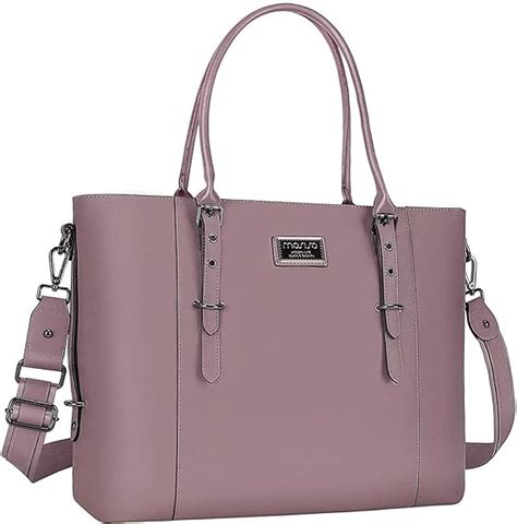 Mosiso Pu Leather Laptop Tote Bag For Women 17 17 3 Inch Purple