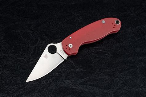 Spyderco Knives Para 3 Satin Blade Red G 10 Handles W Extra Lynch