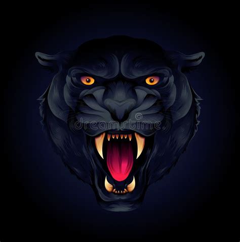 Portrait of a Tiger Head or Black Panther on a Black Background Stock Vector - Illustration of ...