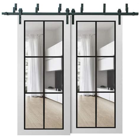 Sartodoors 84 In X 84 In 2 Panel Clear Glass White Solid Wood Sliding