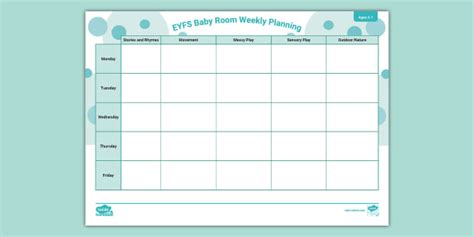 EYFS Editable Baby Room Weekly Planning Template Twinkl