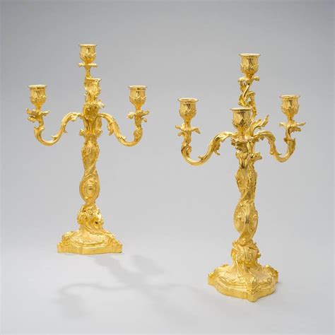 Par De Candelabros Franceses Em Bronze Gilded A Ouro Do Sec 19th 41