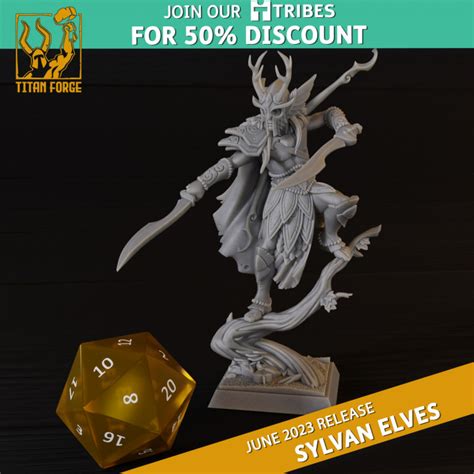 D Printable Sylvan Elves Cheftain By Titan Forge Miniatures